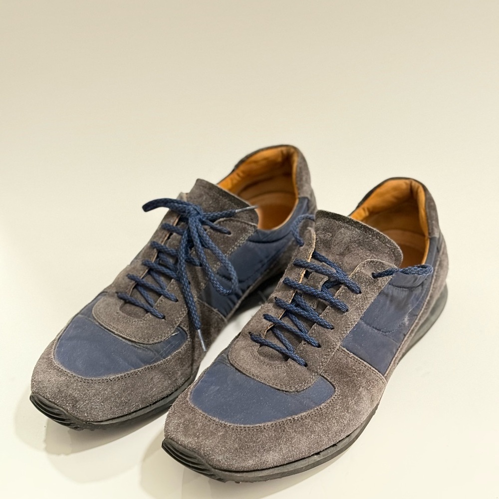 Men's Gray and Blue Sneakers Car Shoe, UK 6